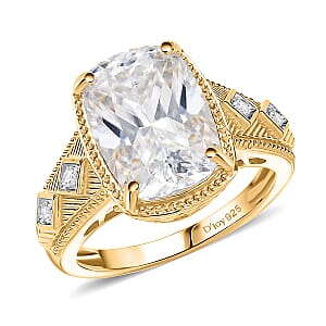 D'Joy Moissanite 7.00 ctw Celebrity Ring in 18K Vermeil Yellow Gold Over Sterling Silver (Size 7.0)