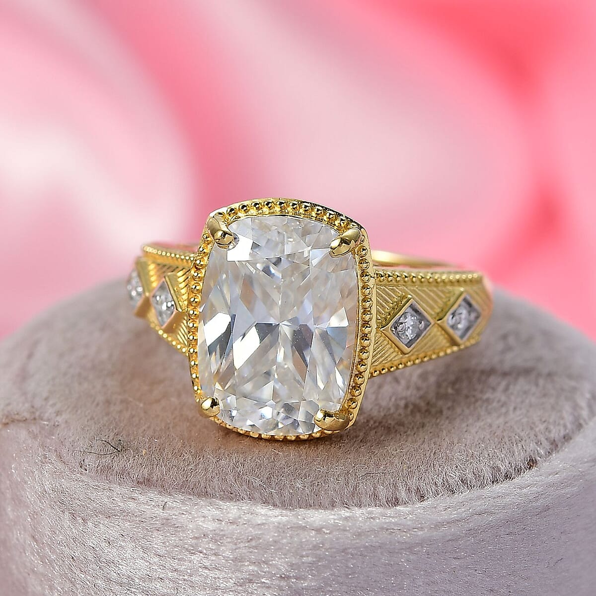D'Joy Moissanite 7.00 ctw Celebrity Ring in 18K Vermeil Yellow Gold Over Sterling Silver (Size 9.0) image number 1