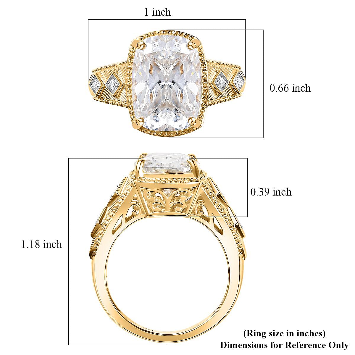 D'Joy Moissanite 7.00 ctw Celebrity Ring in 18K Vermeil Yellow Gold Over Sterling Silver (Size 9.0) image number 5