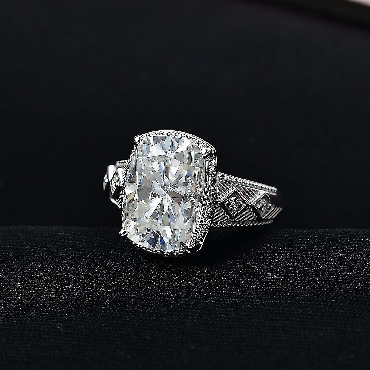 D'Joy Moissanite Celebrity Ring in Rhodium Over Sterling Silver 7.60 ctw (Size 5.0) image number 1
