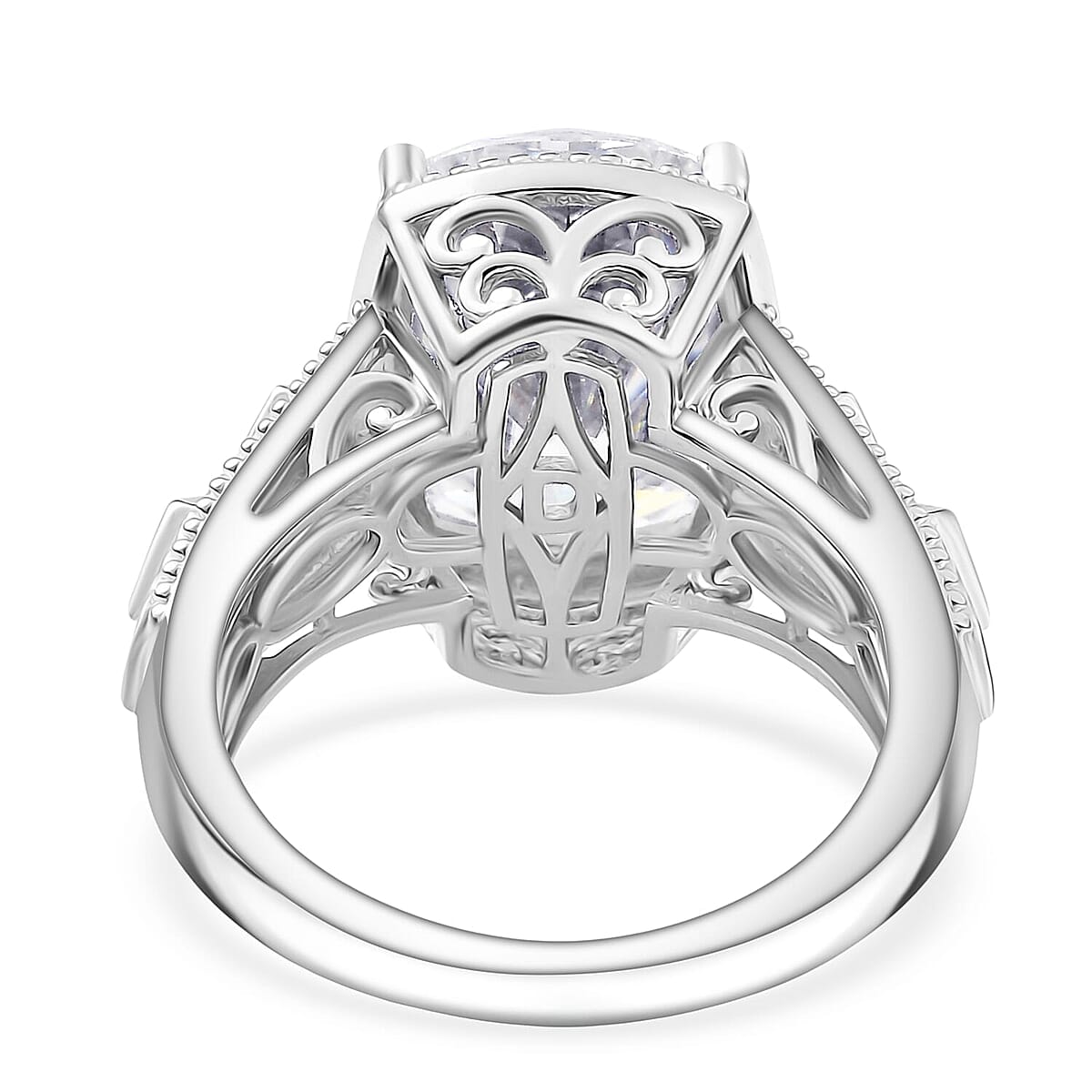 D'Joy Moissanite Celebrity Ring in Rhodium Over Sterling Silver 7.60 ctw (Size 5.0) image number 4