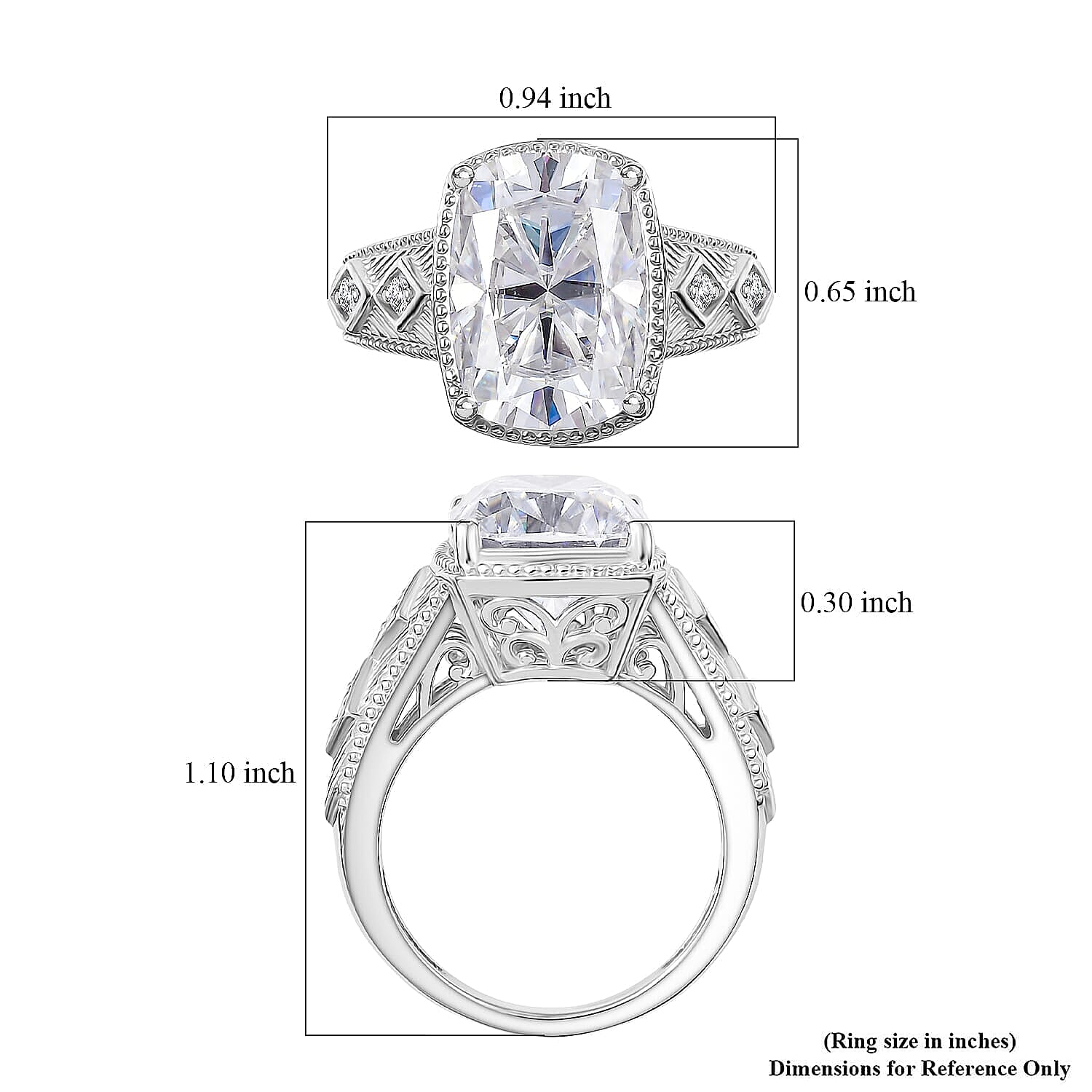 D'Joy Moissanite Celebrity Ring in Rhodium Over Sterling Silver 7.60 ctw (Size 5.0)