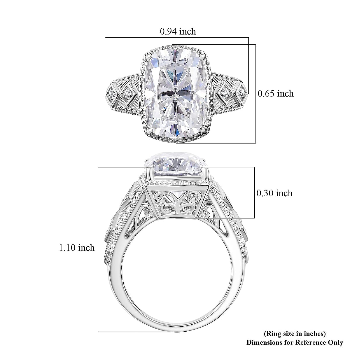 D'Joy Moissanite Celebrity Ring in Rhodium Over Sterling Silver 7.60 ctw (Size 5.0) image number 5