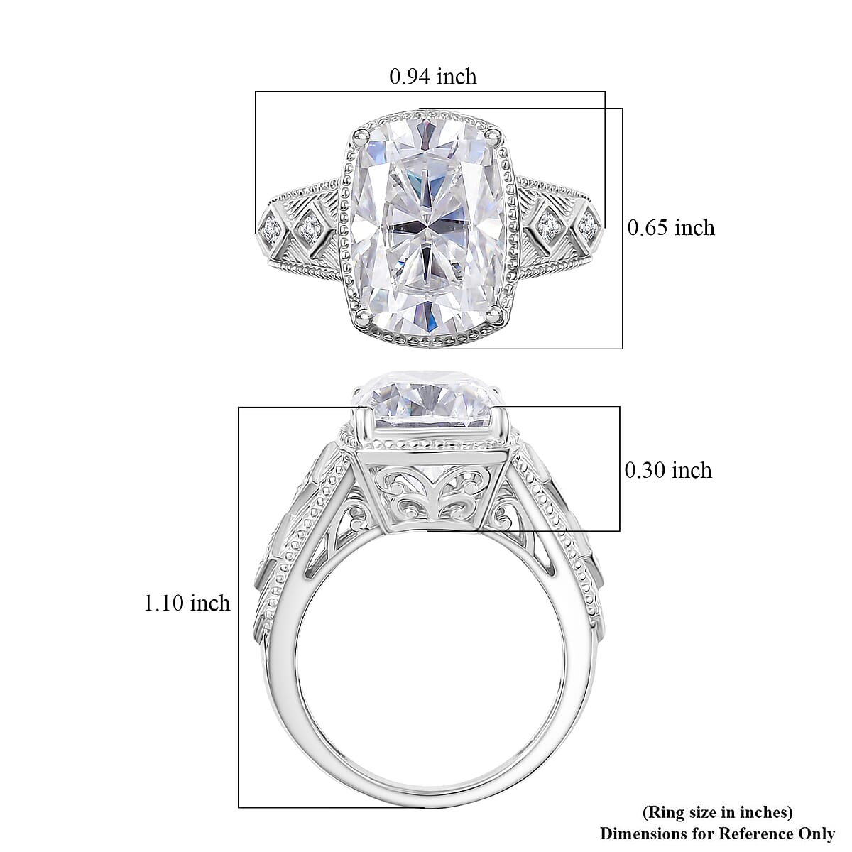 D'Joy Moissanite 7.60 ctw Celebrity Ring in Rhodium Over Sterling Silver (Size 7.0) image number 5
