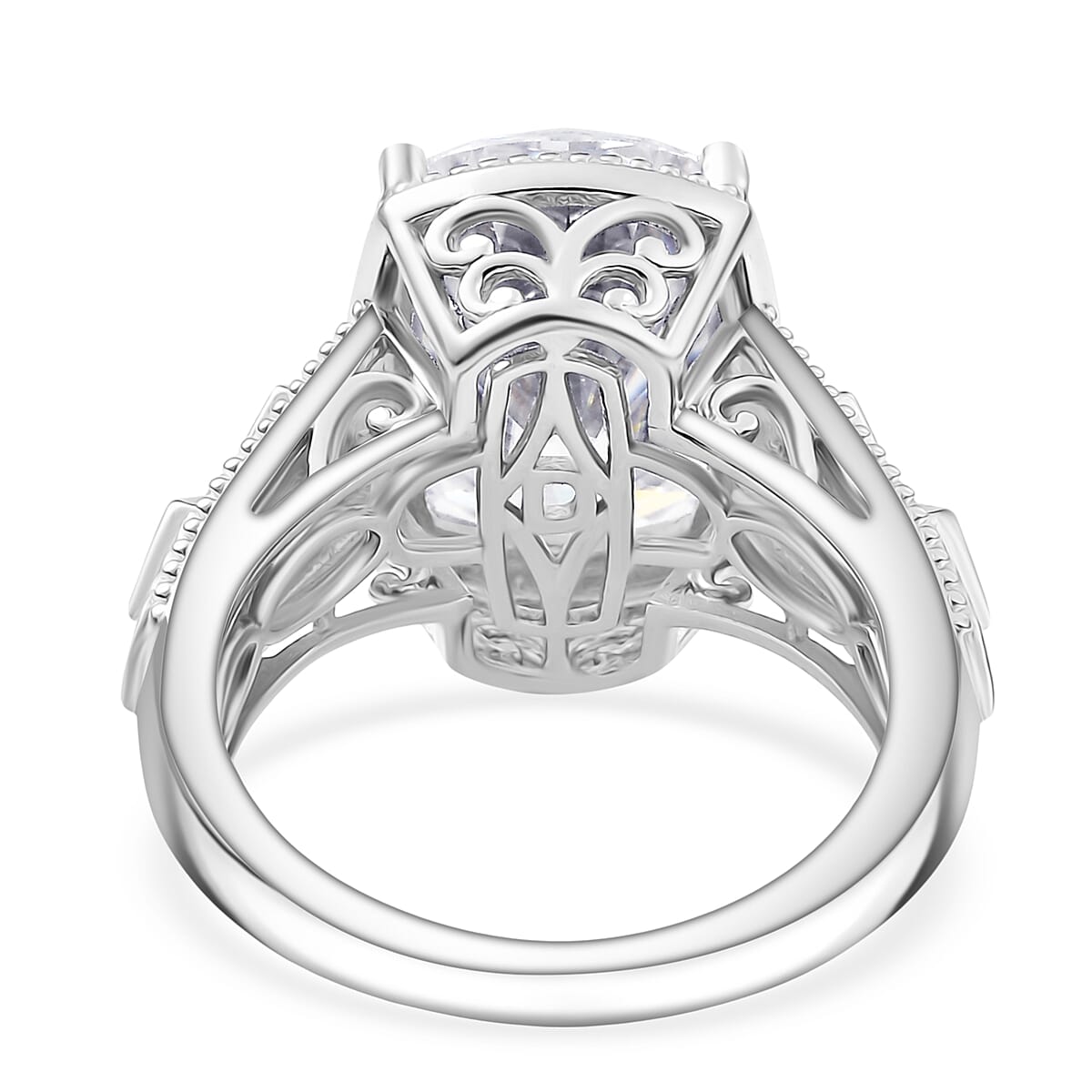 D'Joy Moissanite 7.60 ctw Celebrity Ring in Rhodium Over Sterling Silver (Size 9.0) image number 4