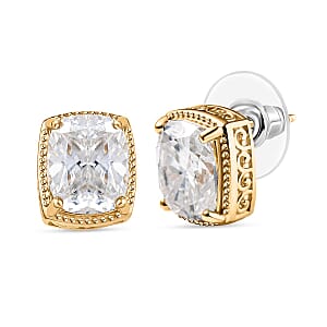 D'Joy Moissanite 7.30 ctw Stud Earrings in 18K Vermeil Yellow Gold Over Sterling Silver