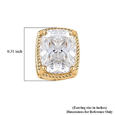D'Joy Moissanite 7.30 ctw Stud Earrings in 18K Vermeil Yellow Gold Over Sterling Silver