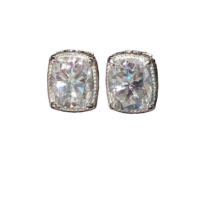 D'Joy Moissanite 7.85 ctw Stud Earrings in Rhodium Over Sterling Silver