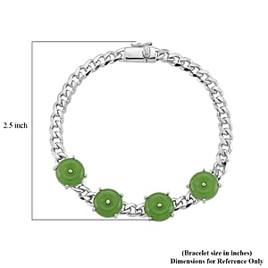 D'Joy Green Jade (D) 9.20 ctw Bracelet in Rhodium Over Sterling Silver (8.00 In)