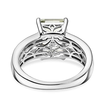 EverTrue Montezuma Prasiolite and White Zircon 4.10 ctw Deco Violet Ring in Platinum Bond (Size 10.0)