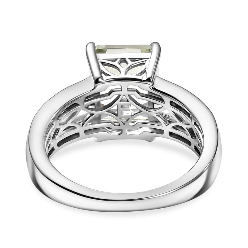 EverTrue Montezuma Prasiolite and White Zircon 4.10 ctw Deco Violet Ring in Platinum Bond (Size 7.0)