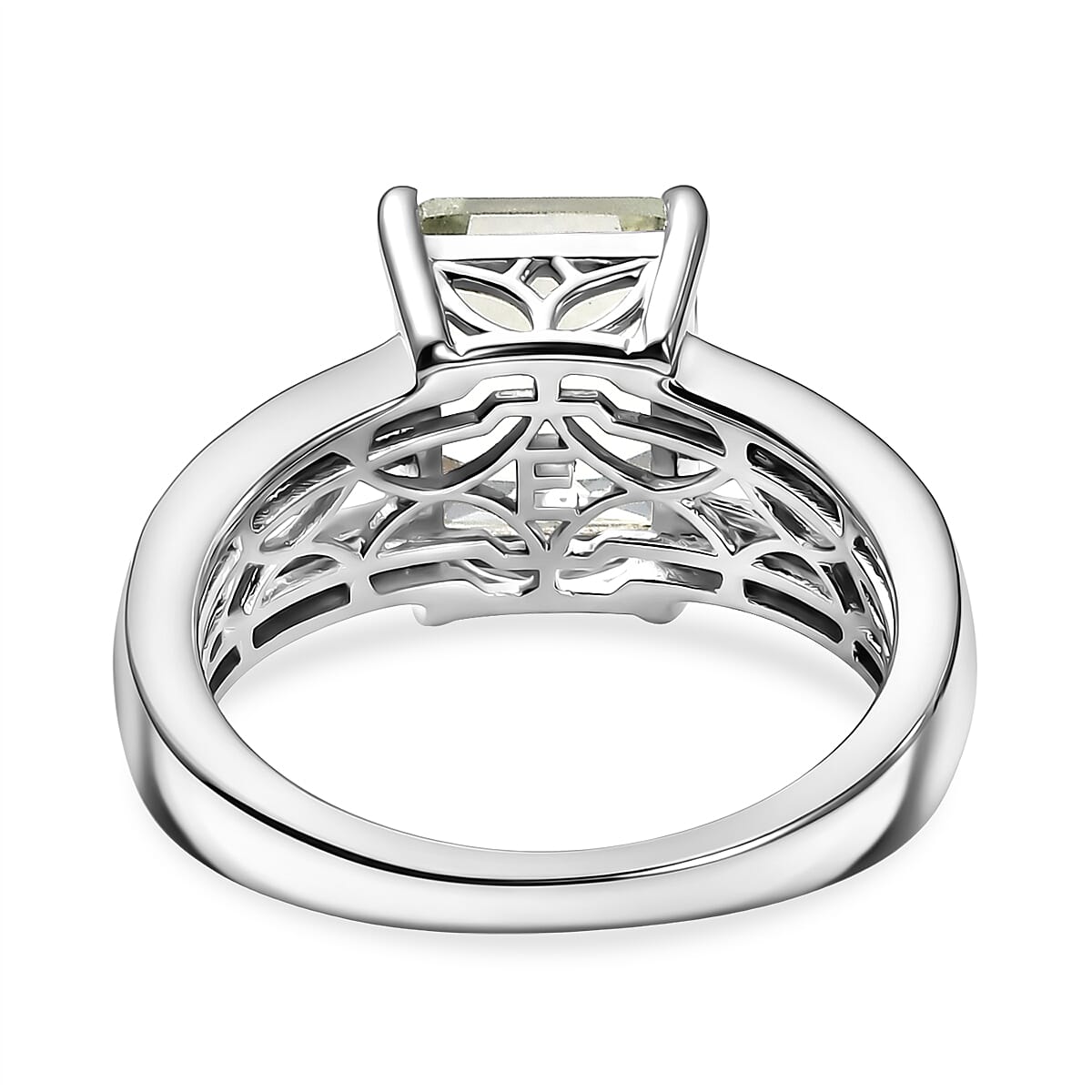 EverTrue Montezuma Prasiolite and White Zircon 4.10 ctw Deco Violet Ring in Platinum Bond (Size 9.0) image number 4