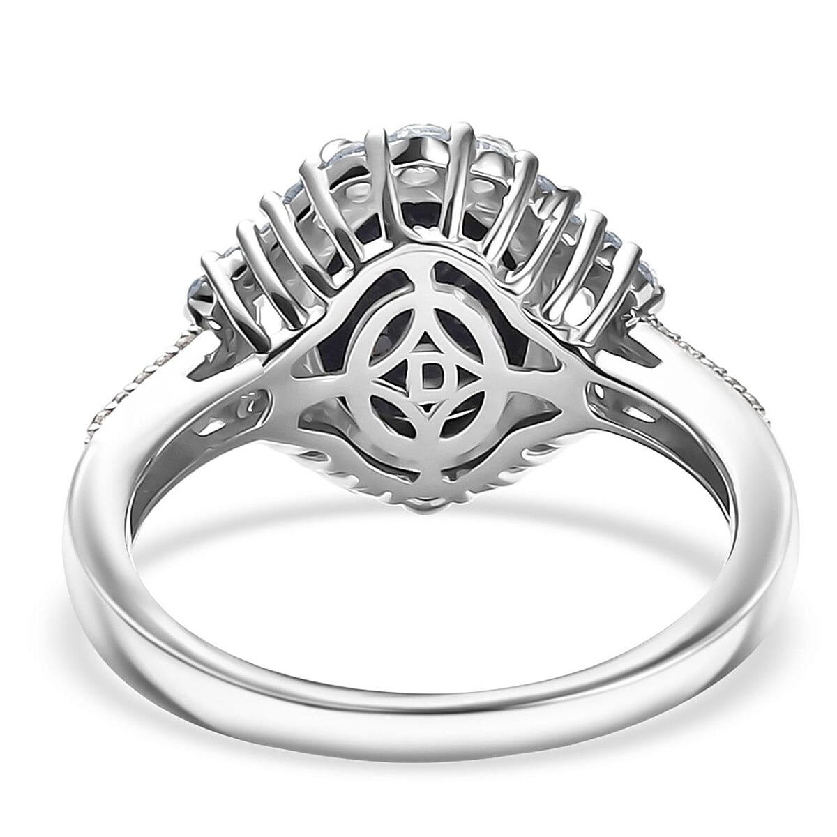 D'Joy Kanchanaburi Blue Sapphire (DF), White Zircon Ring in Rhodium Over Sterling Silver (Size 9.0) 4.30 ctw image number 6