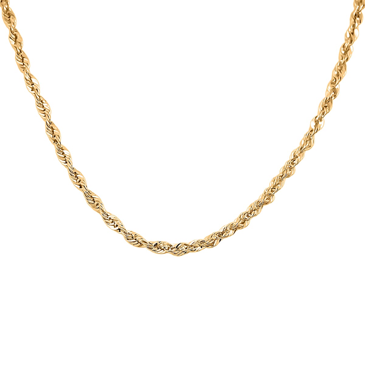 1.9mm Laser Rope Chain Necklace in 14K Yellow Gold 2 Grams 18 Inches image number 2
