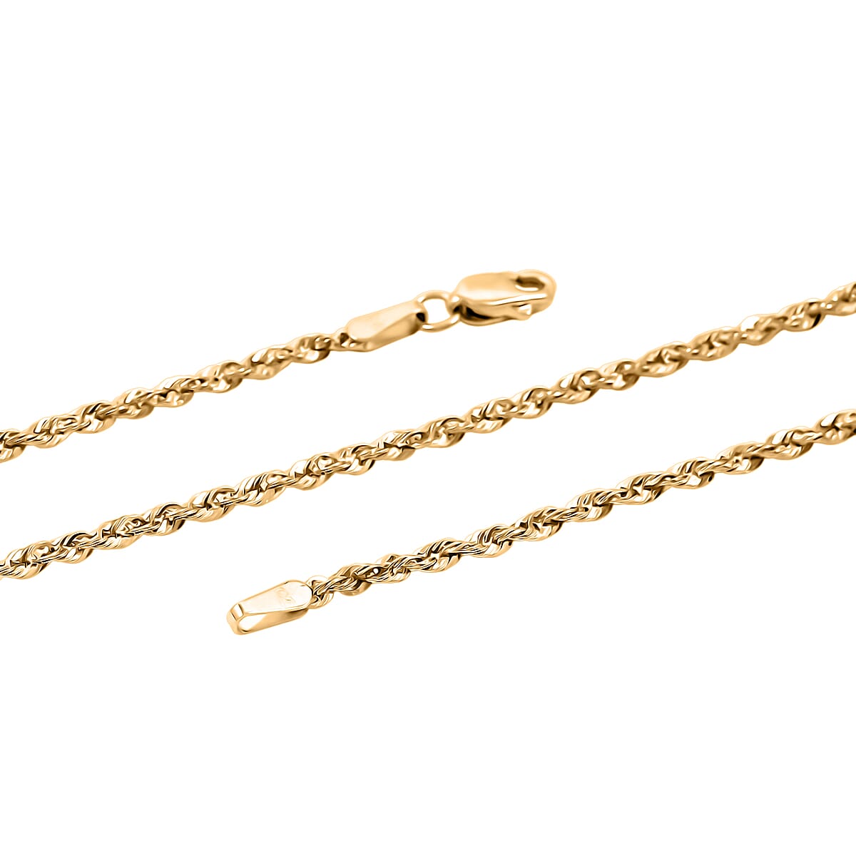 1.9mm Laser Rope Chain Necklace in 14K Yellow Gold 2 Grams 18 Inches image number 4
