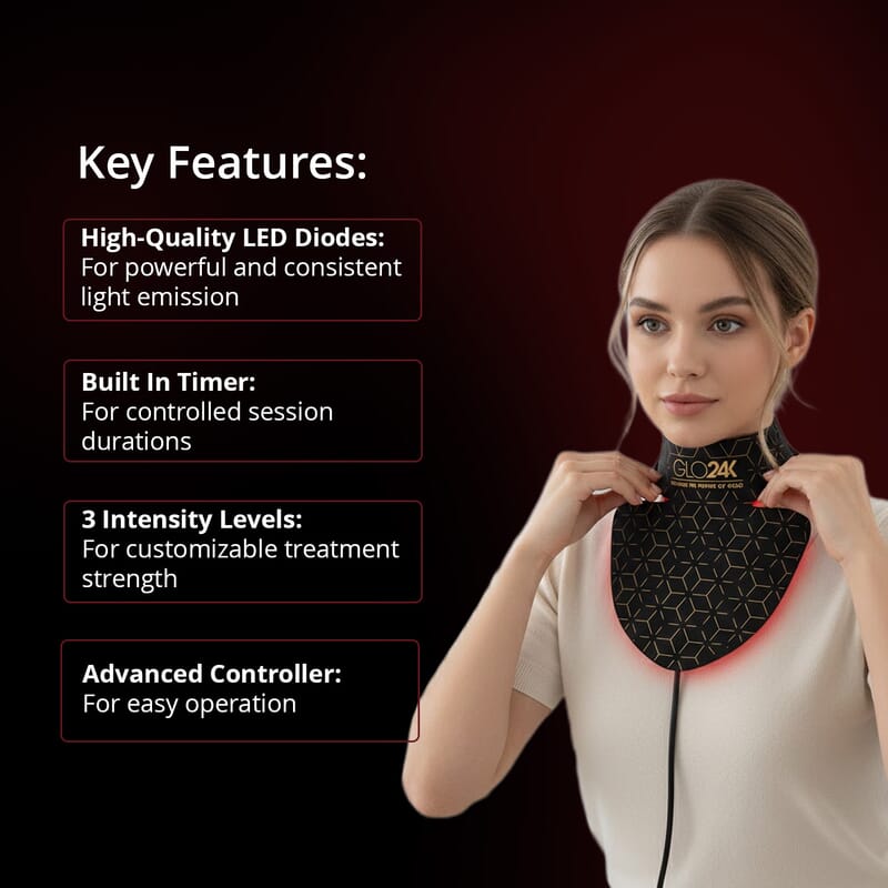 GLO24K 7 Color LED Super Mask for the Neck, Chest & Décolleté (Lifetime Warranty)