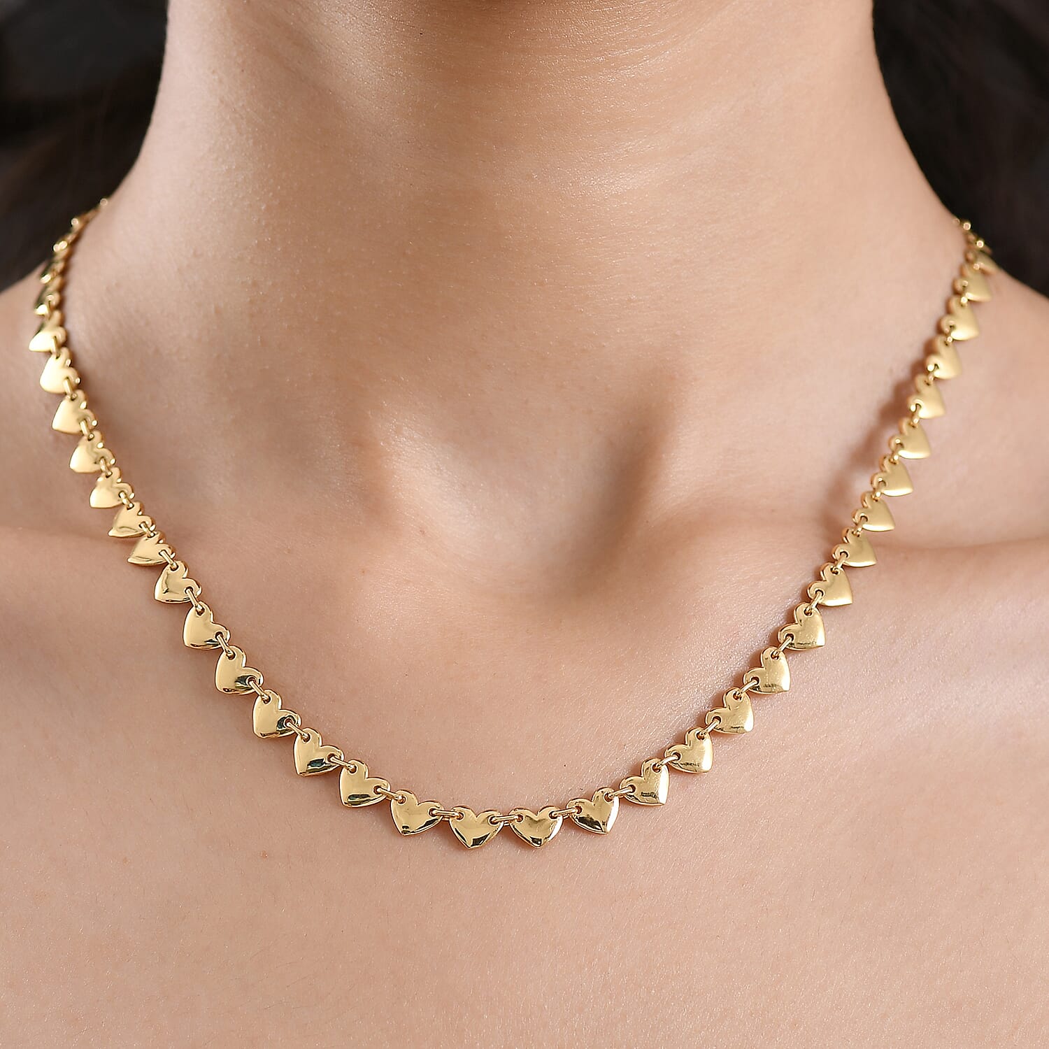 EverTrue Bronzella Collection Golden Endless Love Heartbeat Necklace in 18K YG Plated Bronze 18-20 Inches