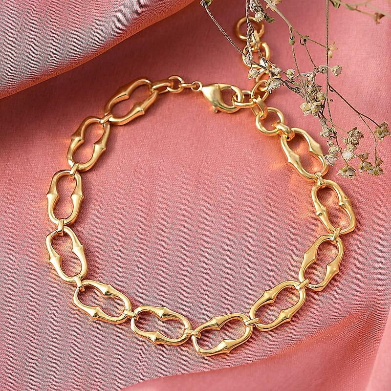 EverTrue Bronzella Collection Interlocking Loop Bracelet in 18K YG Plated Bronze (6.50 In)