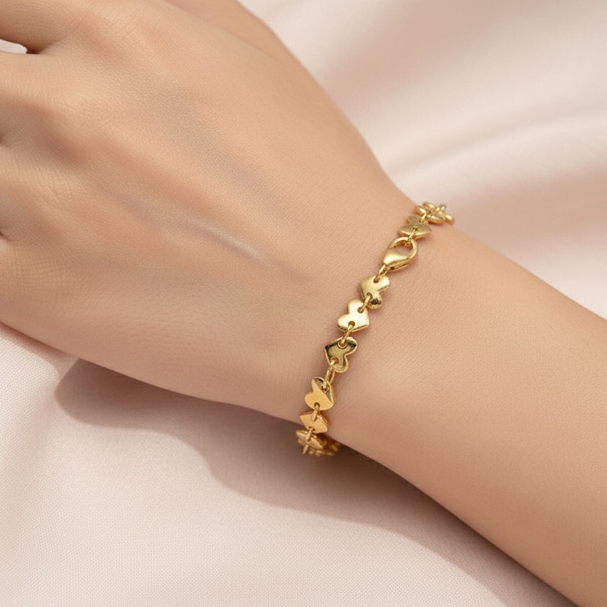 Doorbuster EverTrue Bronzella Collection Heart Link Bracelet in 18K YG Plated Bronze (6.50 In) image number 2