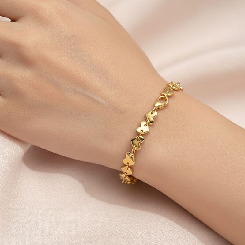 EverTrue Bronzella Collection Heart Link Bracelet in 18K YG Plated Bronze (6.50 In)