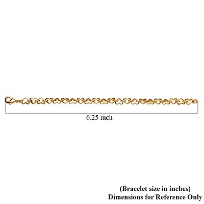  EverTrue Bronzella Collection Heart Link Bracelet in 18K YG Plated Bronze (6.50 In)