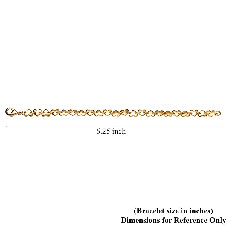 EverTrue Bronzella Collection Heart Link Bracelet in 18K YG Plated Bronze (6.50 In)