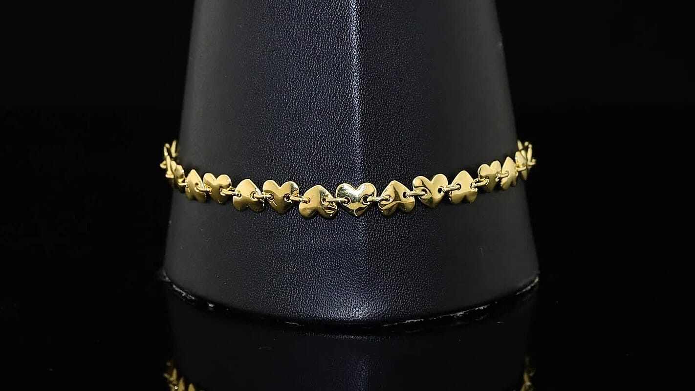 EverTrue Bronzella Collection Heart Link Bracelet in 18K YG Plated Bronze (6.50 In)