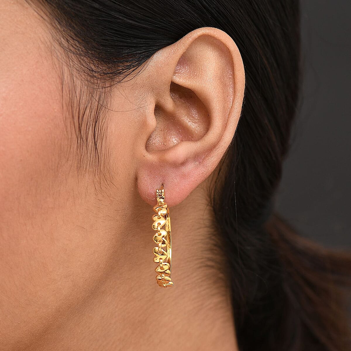 EverTrue Bronzella Collection Heart Hoop Earrin29.99gs in 18K YG Plated Bronze image number 2