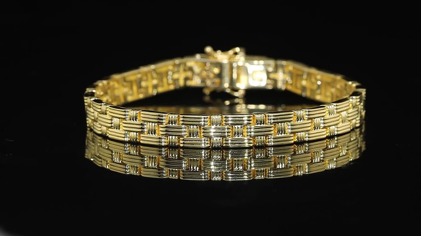 EverTrue Bronzella Collection Regal Weave Bracelet in 18K YG Plated Bronze 6.50 Inch.