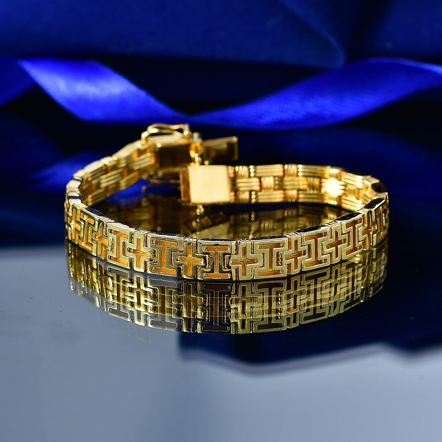 EverTrue Bronzella Collection Regal Weave Bracelet in 18K Yellow Gold Plated Bronze (6.50 In)