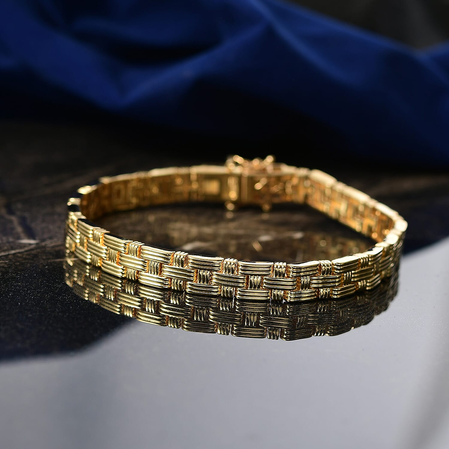 EverTrue Bronzella Collection Regal Weave Bracelet in 18K Yellow Gold Plated Bronze (8.00 In)