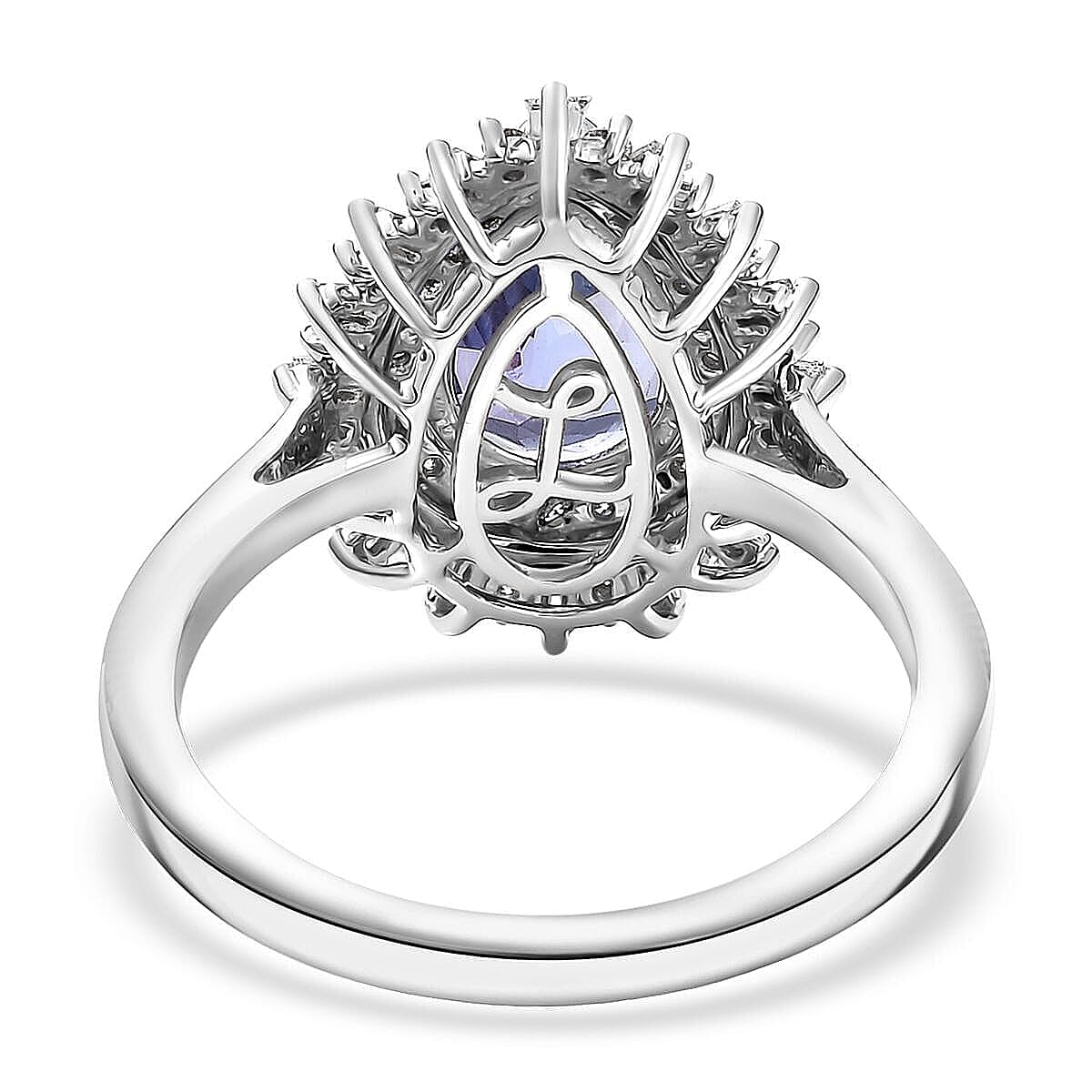 Luxoro 10K White Gold Premium Tanzanite, Diamond (G-H, I2) (0.45 cts) Crown of Dreams Ring (Size 10.0) 2.30 ctw image number 4