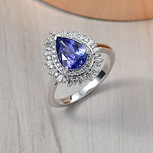 Luxoro Premium Tanzanite and G-H I2 Diamond 2.30 ctw Crown of Dreams Ring in 10K White Gold (Size 7.0)
