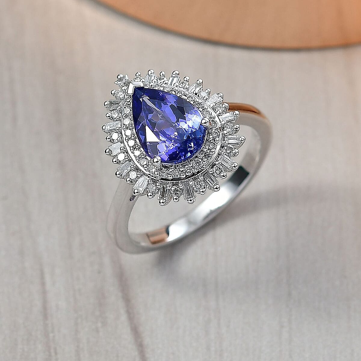 Luxoro 10K White Gold Premium Tanzanite, Diamond (G-H, I2) (0.45 cts) Crown of Dreams Ring (Size 7.5) 2.30 ctw image number 1