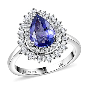 Luxoro Premium Tanzanite and G-H I2 Diamond 2.30 ctw Crown of Dreams Ring in 10K White Gold (Size 8.0)