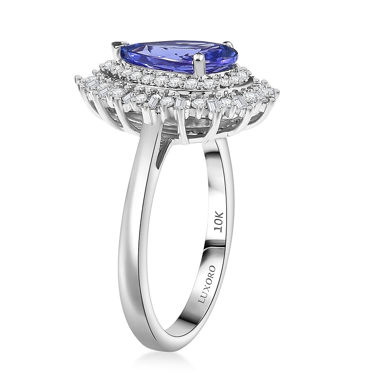 Luxoro Premium Tanzanite and G-H I2 Diamond 2.30 ctw Crown of Dreams Ring in 10K White Gold (Size 9.0) image number 3