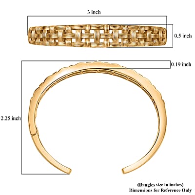 EverTrue Bronzella Collection Intreccio d Oro Weave Cuff Bracelet in 18K YG Plated Bronze (6.50 In)