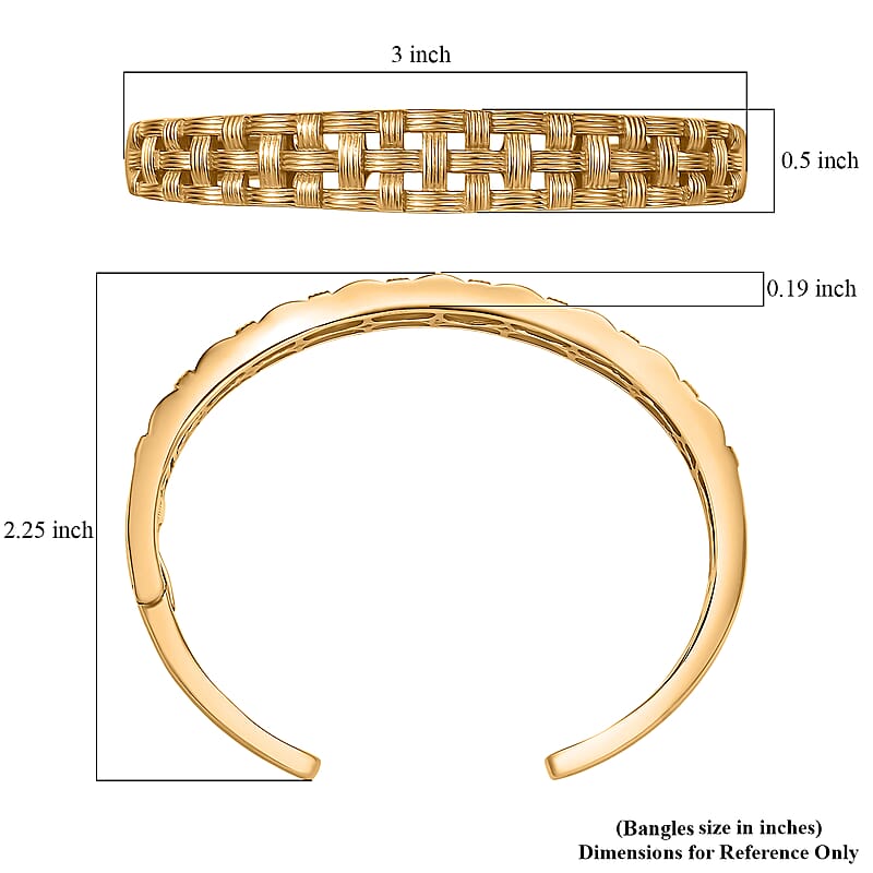 EverTrue Bronzella Collection Intreccio d Oro Weave Cuff Bracelet in 18K YG Plated Bronze (6.50 In)