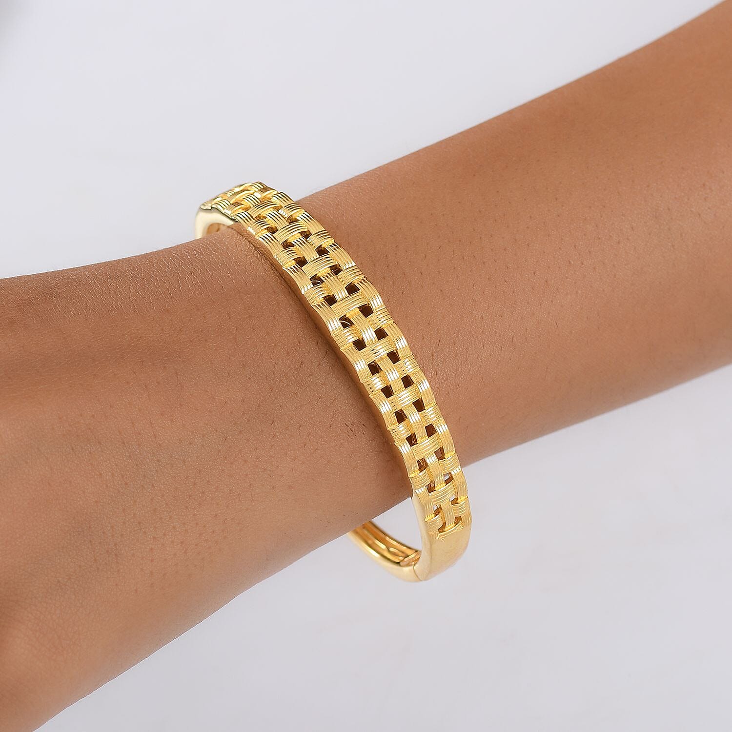 EverTrue Bronzella Collection Intreccio d Oro Weave Cuff Bracelet in 18K YG Plated Bronze (7.25 In)