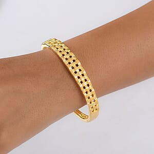 EverTrue Bronzella Collection Intreccio d Oro Weave Cuff Bracelet in 18K YG Plated Bronze (7.25 In)
