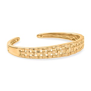 EverTrue Bronzella Collection Intreccio d Oro Weave Cuff Bracelet in 18K YG Plated Bronze (7.25 In)
