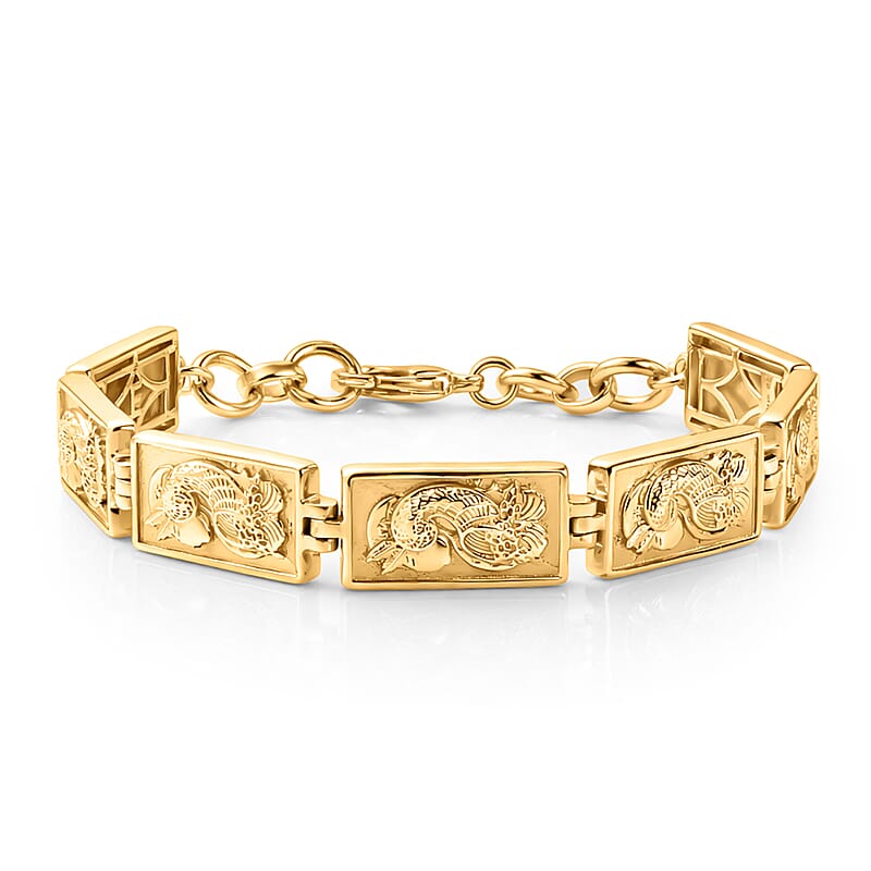EverTrue Bronzella Collection Dragon Crest Bracelet in 18K YG Plated Bronze (6.50 In)