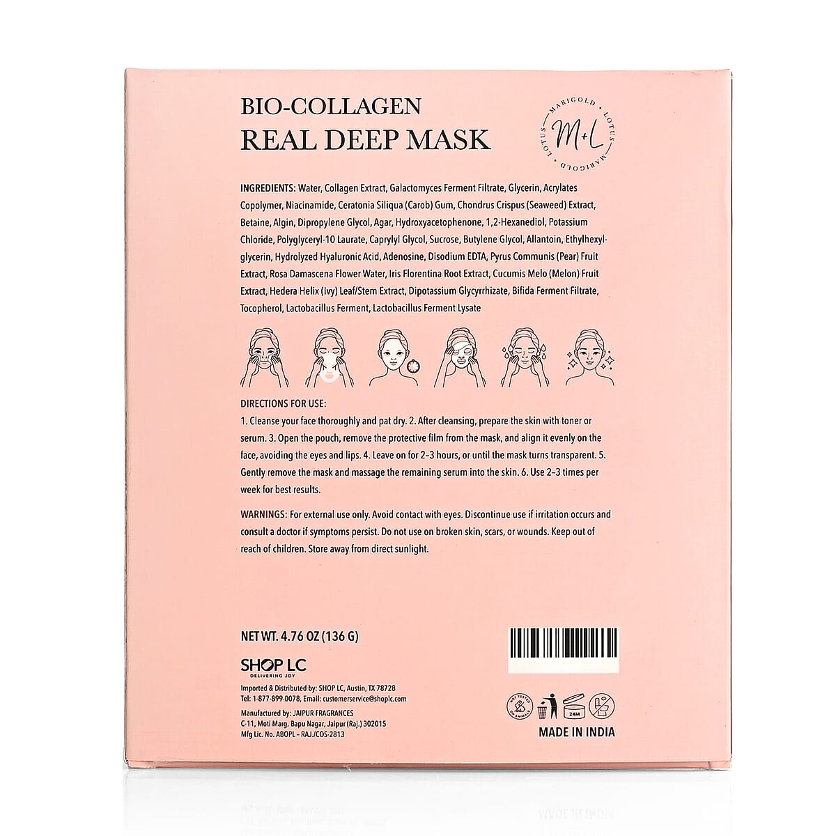 Marigold and Lotus Bio-Collagen Real Deep Mask 34g x 4 Sheets image number 7