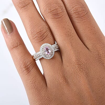 Luxoro 10K Rose Gold AAA Pink Tanzanite, Natural Pink and White Dimaond (I2) (0.67 cts) Dreams in Bloom Ring (Size 10.0) 1.15 ctw