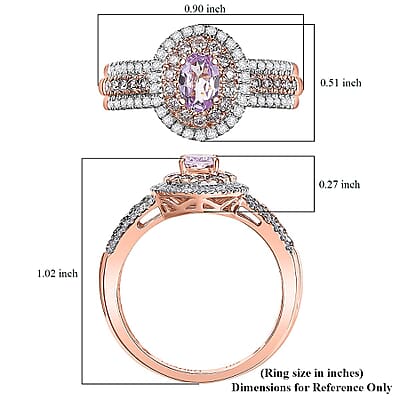 Luxoro 10K Rose Gold AAA Pink Tanzanite, Natural Pink and White Dimaond (I2) (0.67 cts) Dreams in Bloom Ring (Size 10.0) 1.15 ctw