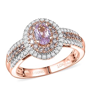 Luxoro AAA Pink Tanzanite, Natural Pink and White Diamond I2 1.15 ctw Dreams in Bloom Ring in 10K Rose Gold (Size 6.0)
