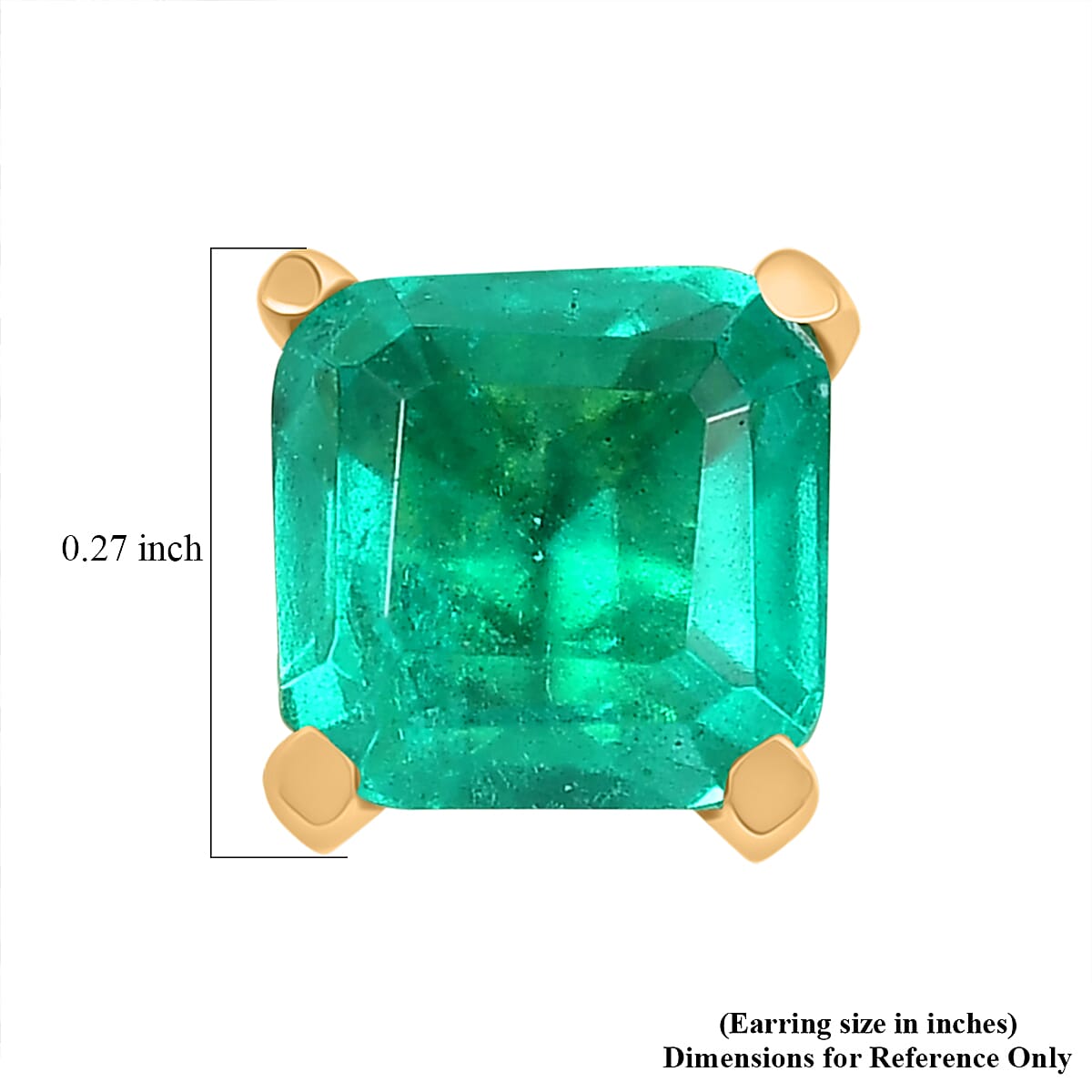 Emerald Quartz 3.40 ctw Earrings in 18K YG Plated Sterling Silver