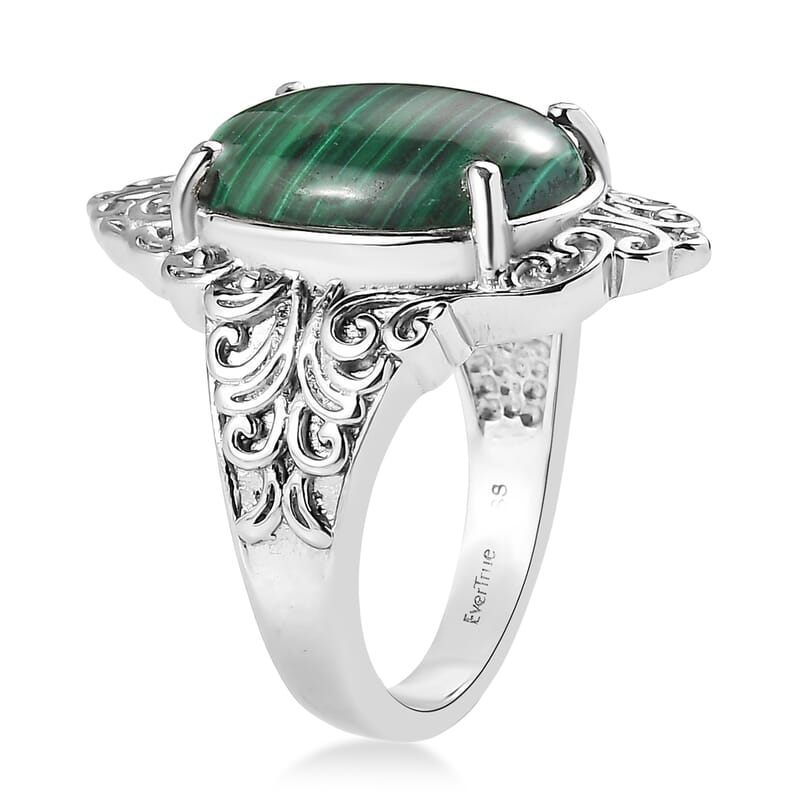 EverTrue African Malachite Ring in Stainless Steel 11.90 ctw (Size 10.0)