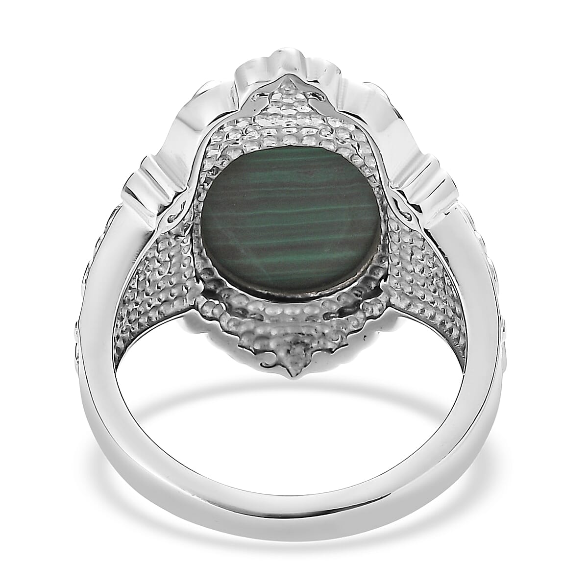 EverTrue African Malachite Ring in Stainless Steel 11.90 ctw (Size 10.0)