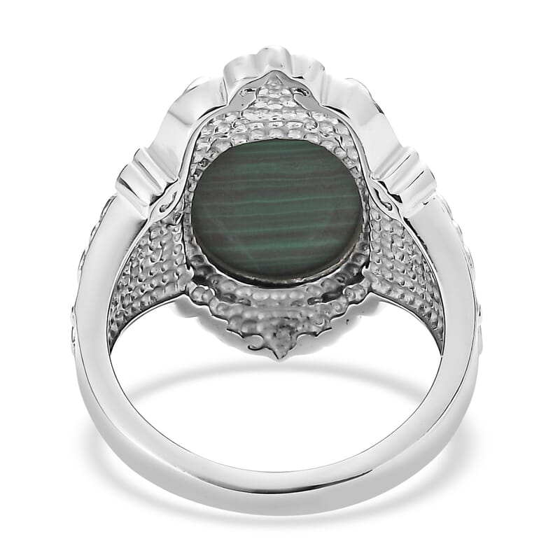 EverTrue African Malachite Ring in Stainless Steel 11.90 ctw (Size 10.0)